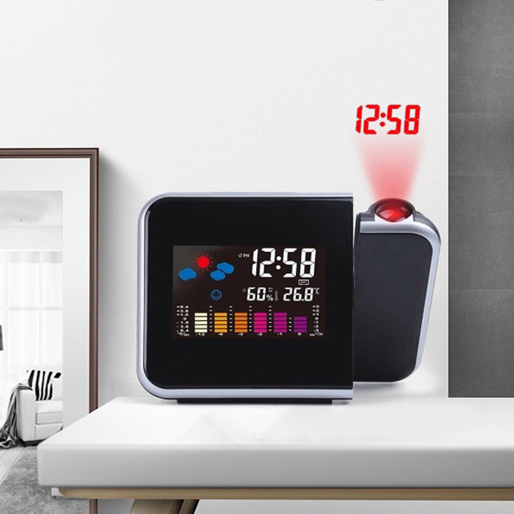 Tafel Klok Projectie Wekker Met Weerstation Thermometer Datum Display Digitale Klok Usb Charger Snooze Led Projectie