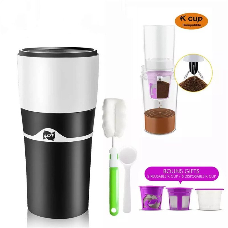Tasse à café Portable moka, appareil à café manuel avec filtre k-cup, pas besoin de filtres en papier