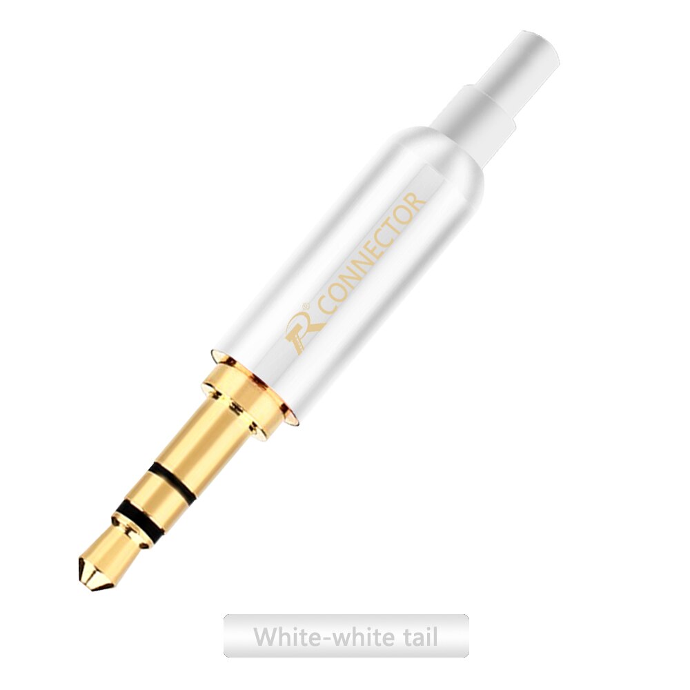 20 pièces 3.5mm Plug Audio Jack 3 pôles plaqué or écouteurs adaptateur pour bricolage casque stéréo écouteur ou utilisé pour réparation écouteur: White - White Tail