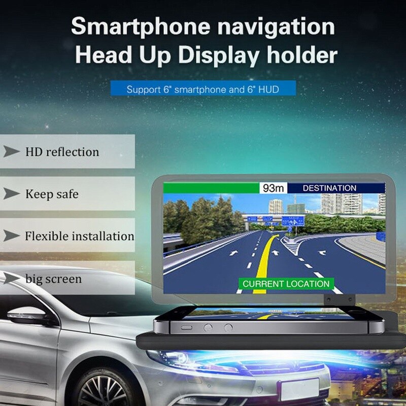 Universal H6 Car HUD Head-Up Display APP GPS Navigation Projector Smartphone Holder GPS Hud 6 Inch Car Interior