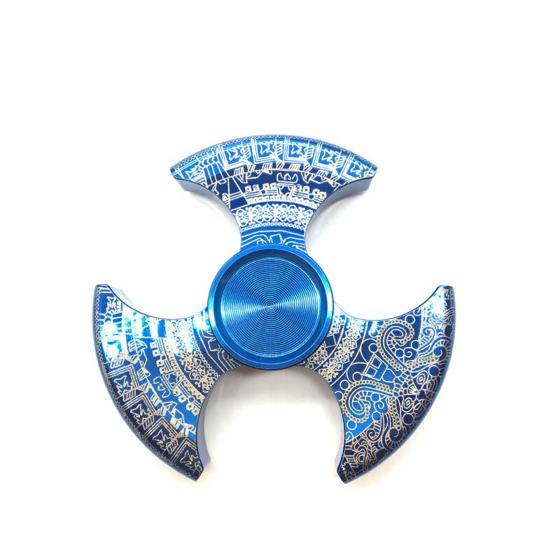 Fidget Spinner Stainless Steel Mayan Color Metal Hand Spinner 5-9min Dice Exterior Smooth Finger Tri Spiner Gyro Toy For Kid: Mayan Blue