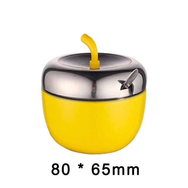 304 Stainless Steel Seasoning Box Jars Apple Shaped Salt Pepper Sugar Can Seasoning Bottle Storage Containers Kitchen Supplies: 3