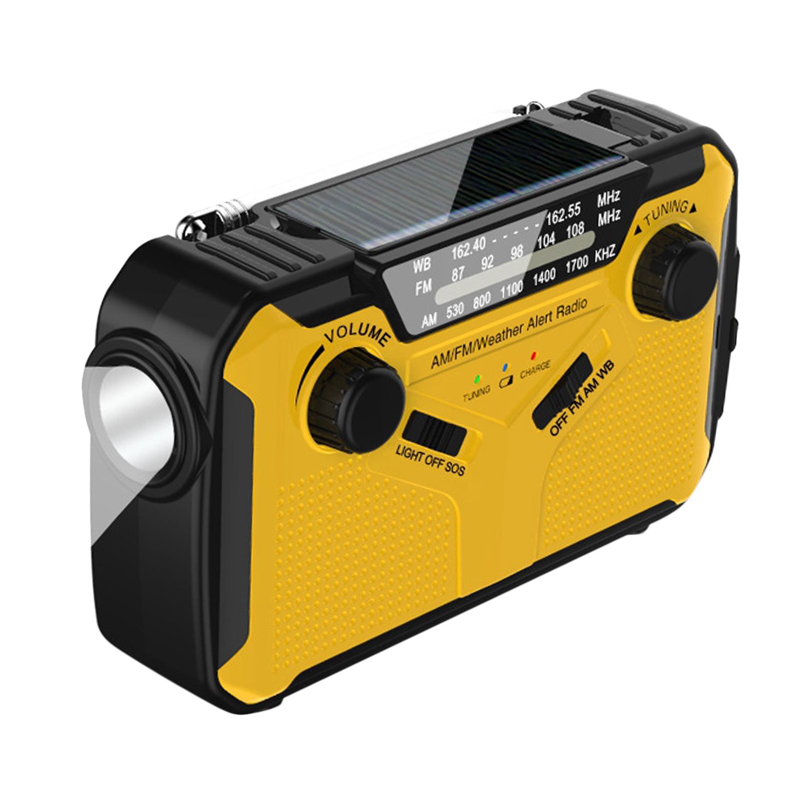 Emergency Radio Noaa Weather Alert 4-Way Powered ,LED Flashlight ,USB Input Interface Reading Lamping Wind up Lightweight