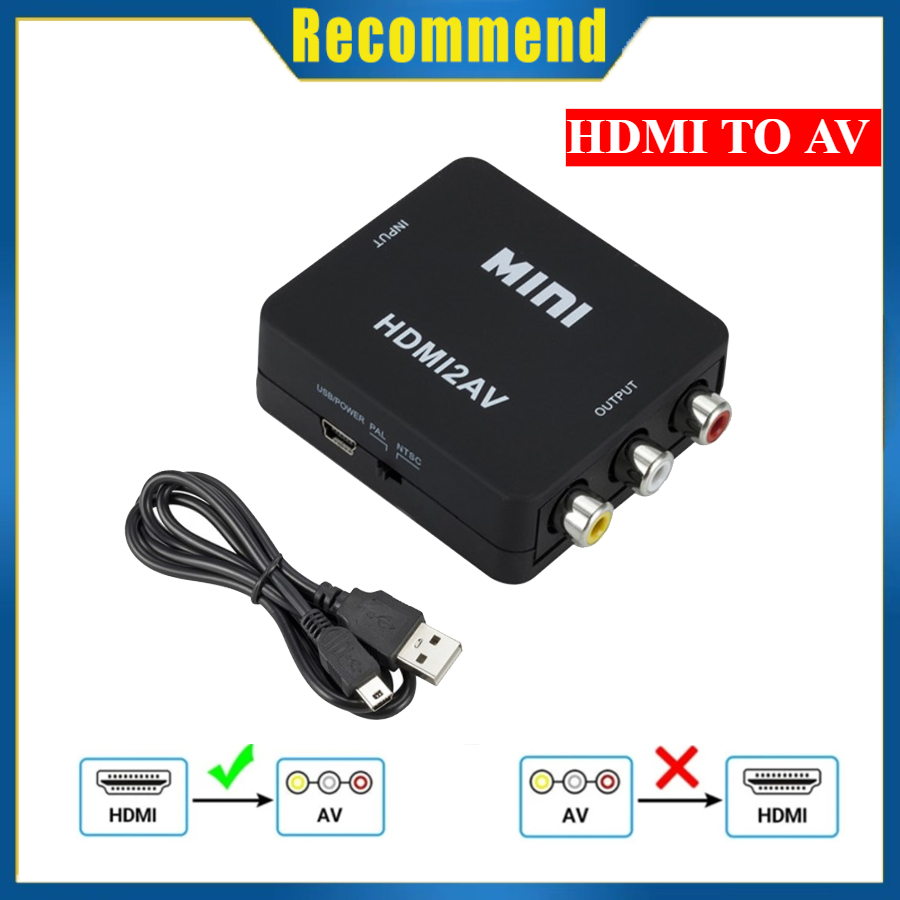 Adaptador HDMI a AV RCA CVSB L/R/, RCA CVSB L/R AV a HDMI, compatible con convertidor compuesto de vídeo HD 720/1080p con Cable USB: Verde