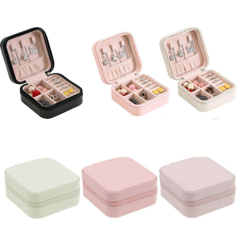 Vrouwen Mini Lederen Sieraden Doos Organizer Travel Case Oorbel Ring Ketting Opslag Draagbare Rits Sieraden Ornamenten Case