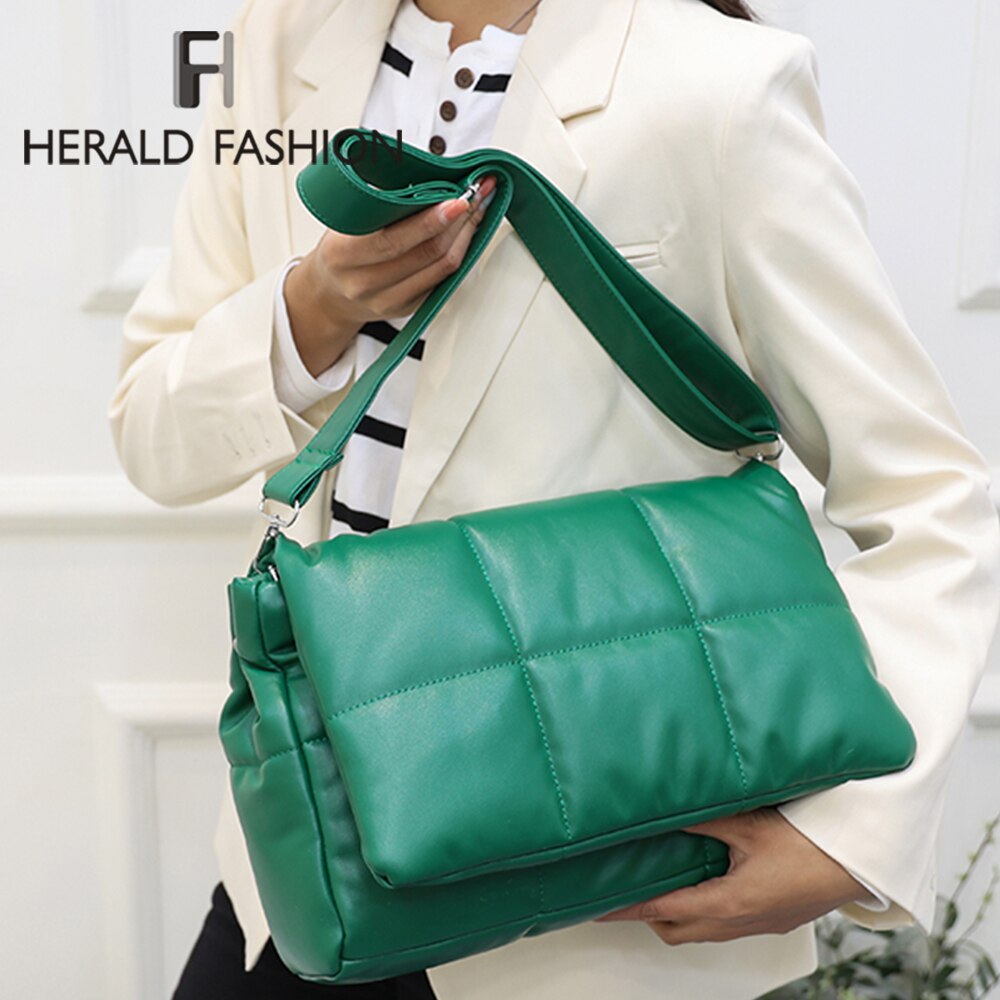 Weave Vrouwen Gewatteerde Crossbody Tassen Zachte Pluizige Space Pad Katoenen Schoudertas Winter Vrouwelijke Shopper Bag Nylon Gevoerde Tas