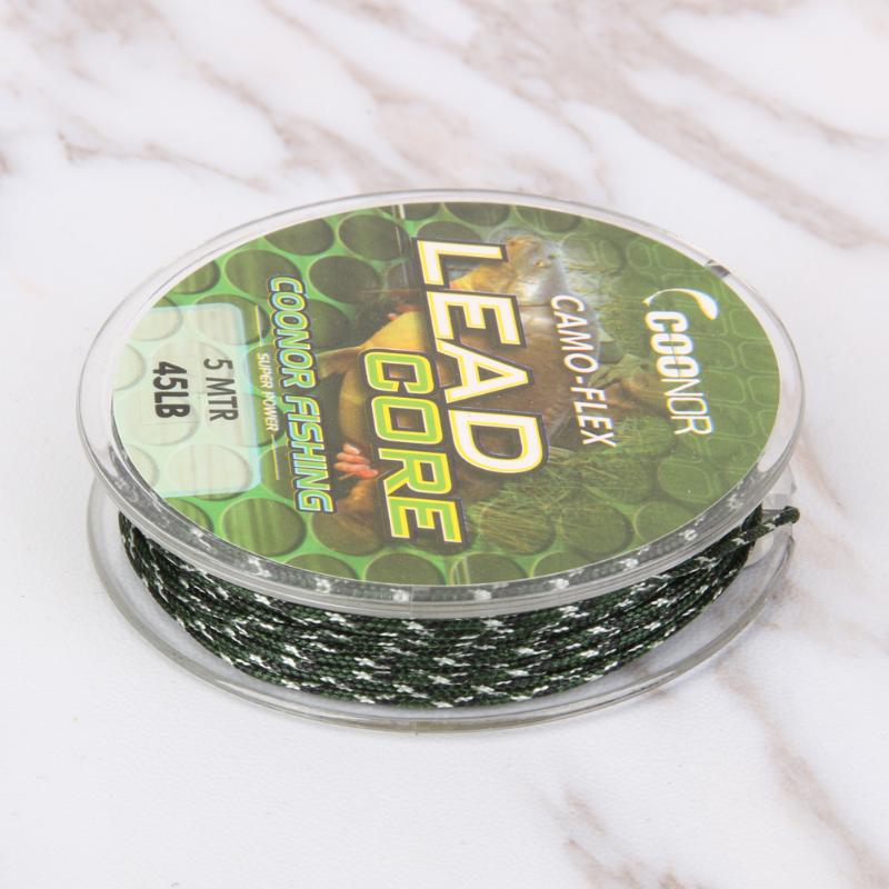 Hilo de pescar de 35lb, 45lb, 55lb, 5m, plomo núcleo, Camuflaje, café, carpa, línea trenzada, aparejos de pelo, accesorios de pesca