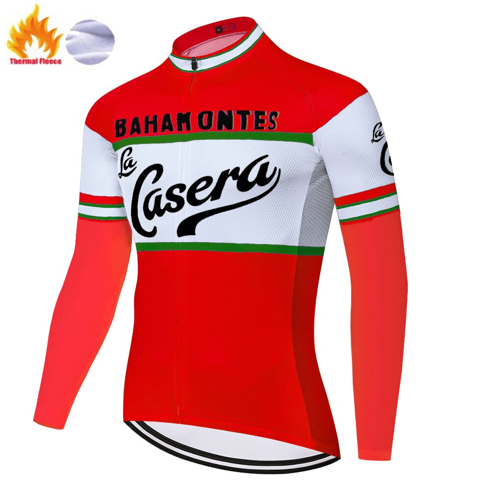 Casera winter retro fietsbroek 20d gel fietsbroek heren lange broek team fietsbroek pantalones ciclismo hombre: Fleecetrui 1 / Ik