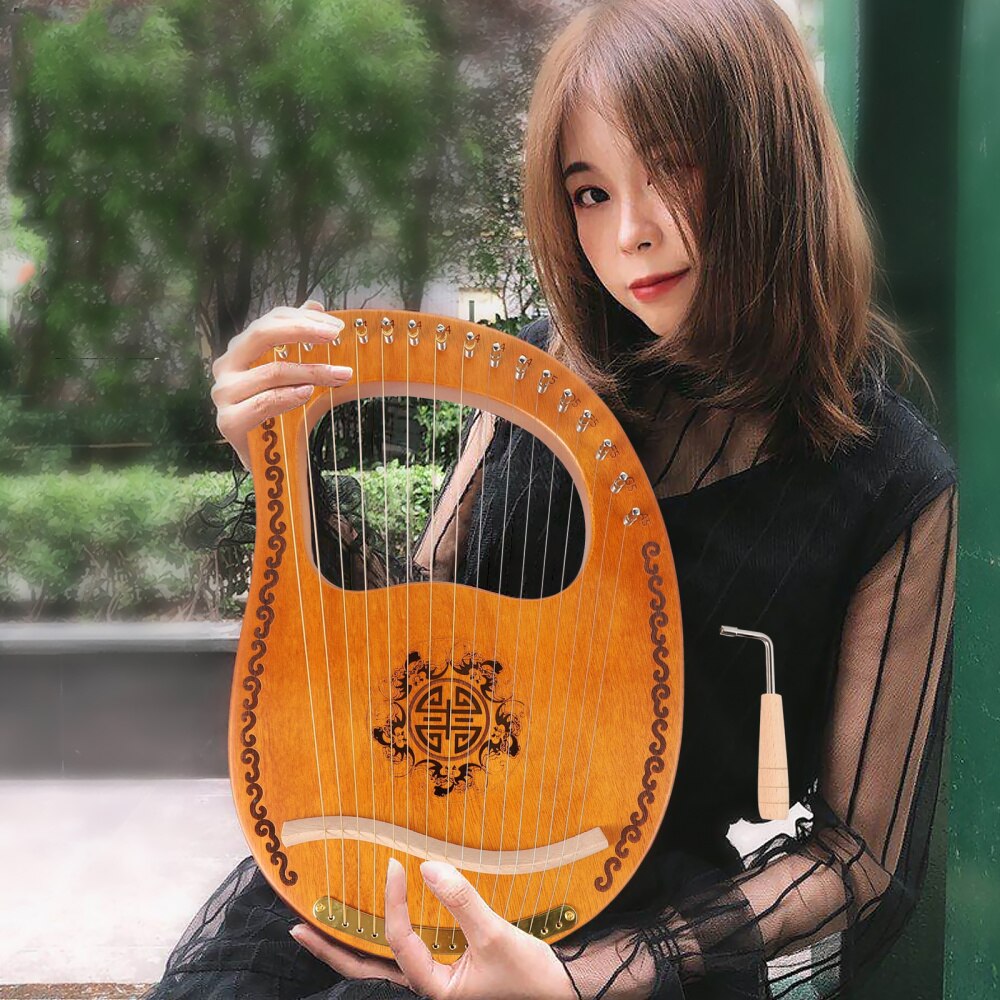 16 Strings Harp Mahogany Lyre Harp Ancient Style Lyre Harp Instrument