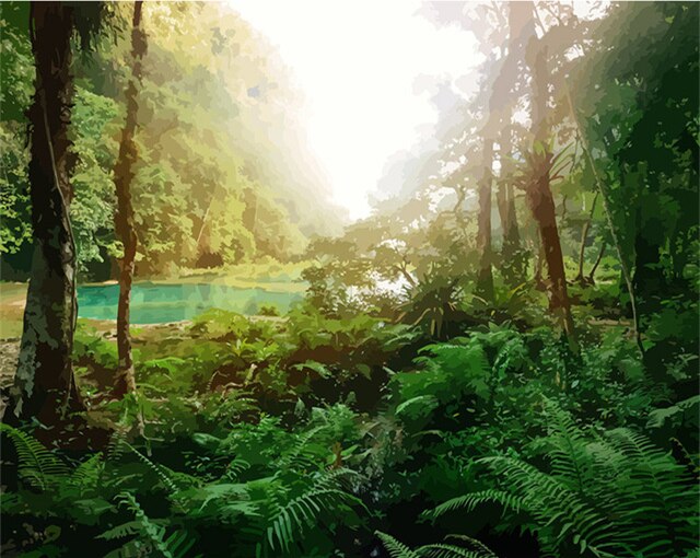 HUACAN Painting By Number Forest Landscape Kits Drawing Canvas HandPainted DIY Oil Pictures Scenery Home Decor: SZHC028