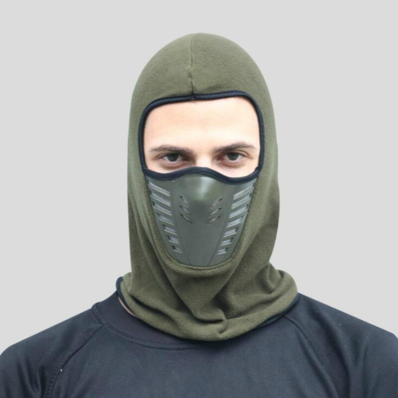 Mascarilla facial cálida para Motocross, máscara de lana térmica para exteriores, para ciclismo, para invierno: Verde militar