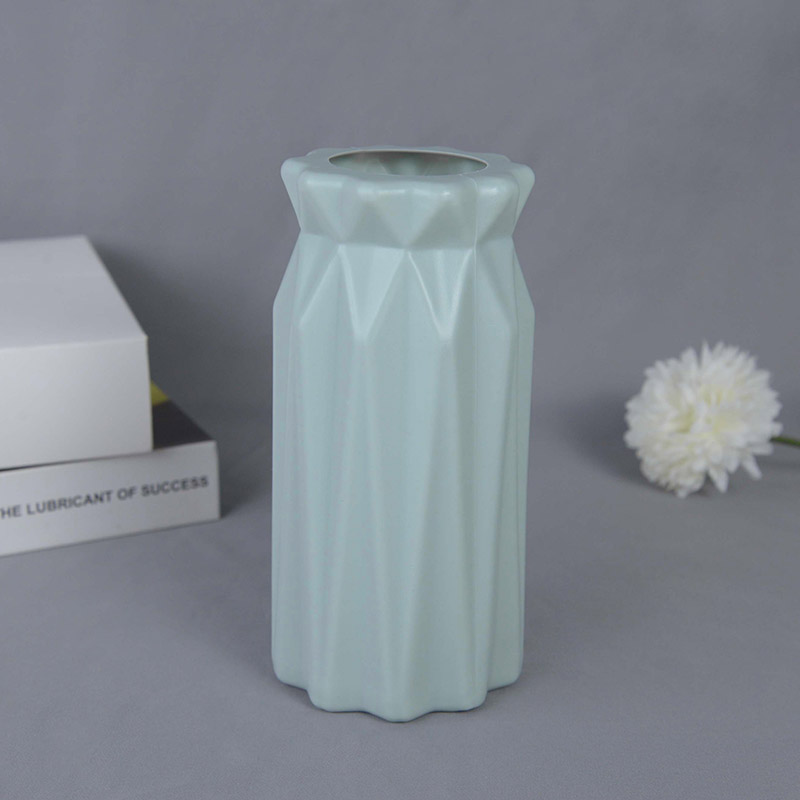 Modern Flower Vase White Pink Blue Plastic Vase Flower Pot Basket Nordic Home Living Room Decoration Ornament Flower Arrangement: Navy Blue