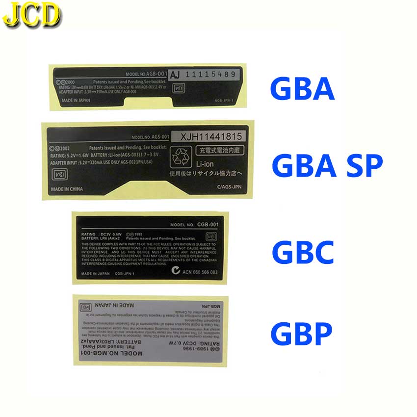 JCD-pegatinas de repuesto para Gameboy Advance SP, 1 unidad, para GBA, SP, GBC, GBP, consola de juegos