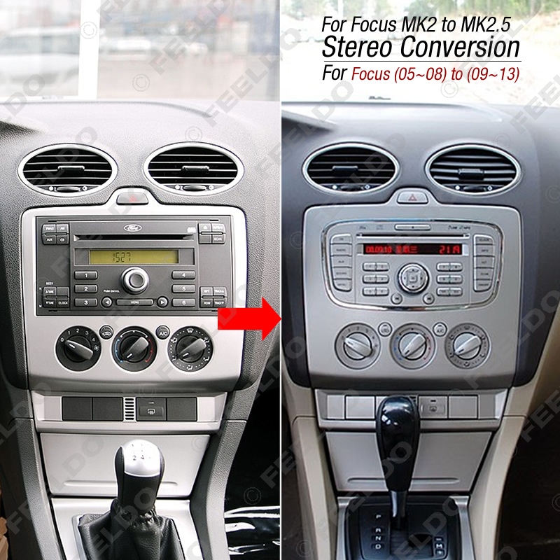 KUPOR Car Radio Stereo DVD Frame Fascia Dash Panel For Ford Focus MK2(05~08) into MK2.5(09~13) Stereo Conversion Frame Kit