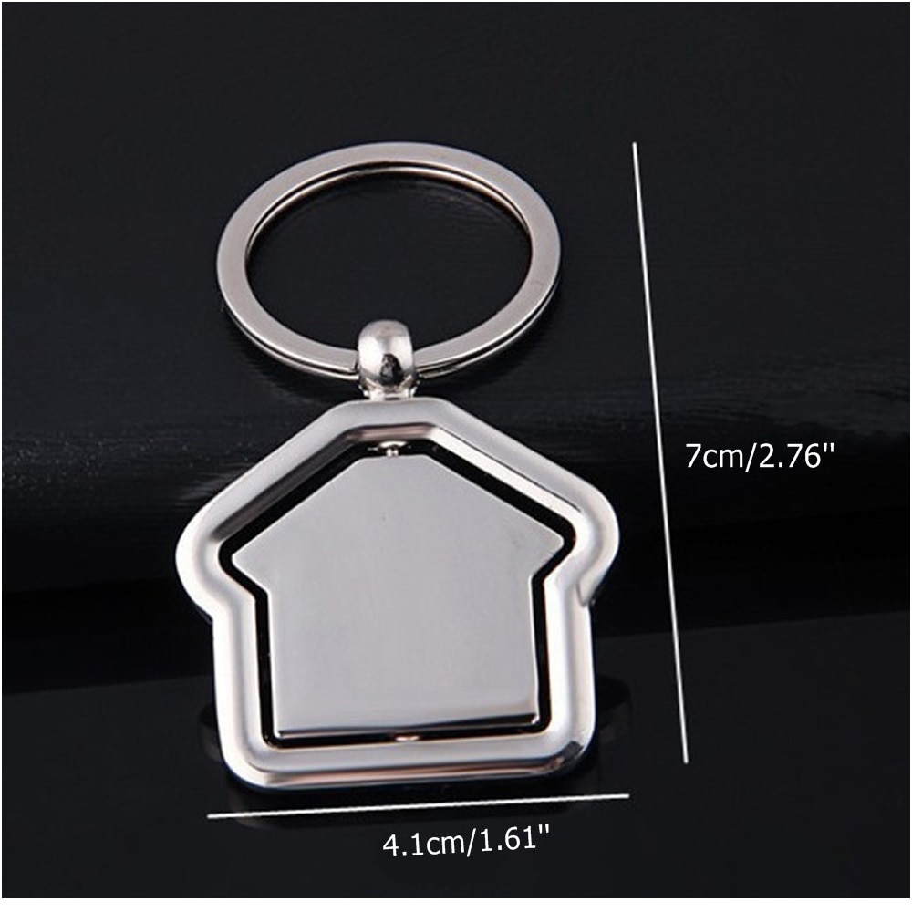 360 Degree Rotating House Keychain Key Ring Spin House Keychains Novelty for Events Hanging Ornament