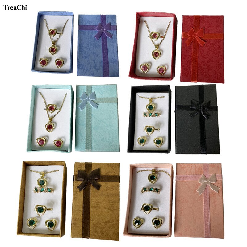 Schoonheid Kleur Papier Ring Sieraden Opbergdoos Set Van Sieraden Oorbel Hanger Ring Organizer Display Box Lint Ring Case