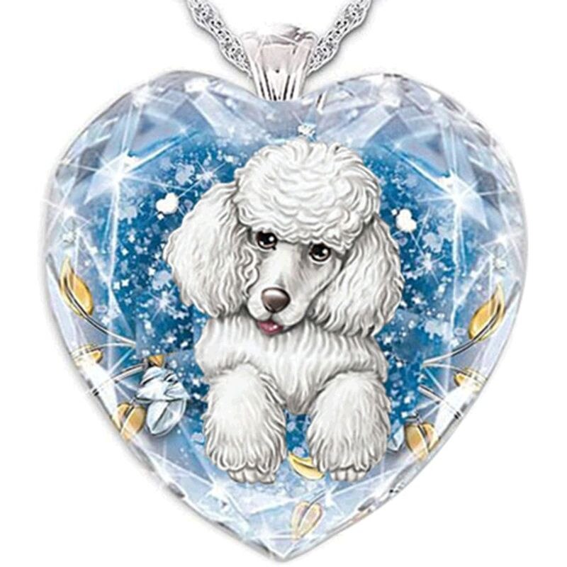 15 Popular Cat and Dog Heart-Shaped Cat and Dog Crystal Glass Pendant Necklaces for Women&#39;s Party Accessories On The Neck: 367