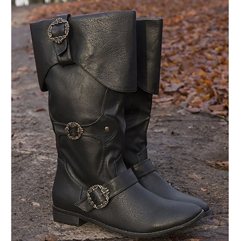 Medieval Cossack Norman Leather Boots Reenactment Reconstruction Prop Varyag Tudor Persian Roleplay Shoes theater Footwear Adult: '47