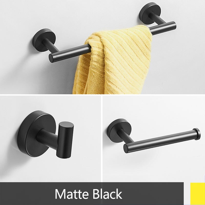 matt Geschwärzt Schlecht Hardware- einstellen Kleid Haken Einzigen Handtuch Bar Papier Halfter Schwarz Schlecht Zubehör Edelstahl: Schwarz voll Bausatz
