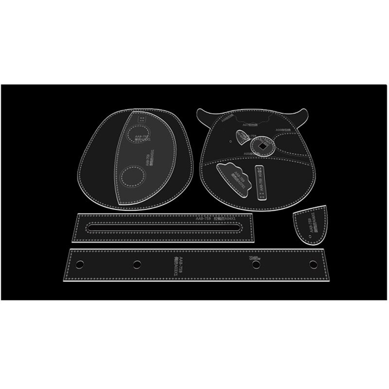 1 Juego de plantillas de cuero acrílico para manualidades, bolsa de mensajero con dibujos animados de un hombro, herramientas de patrón de costura de artesanía de cuero para el hogar