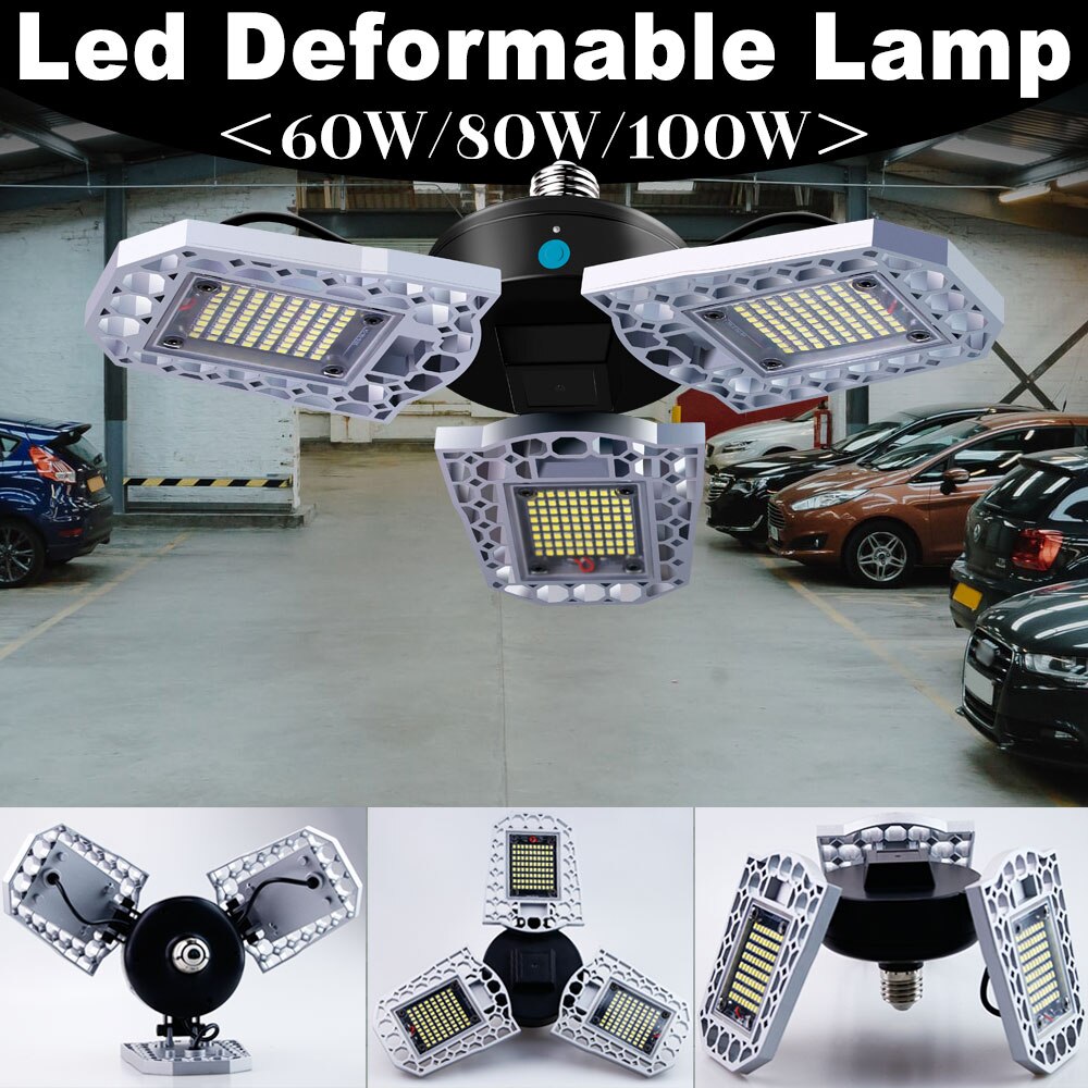 Led Garage Lichten E27 Plafond Lamp 100V-277V Spotlight High Power Opvouwbare Lamp Voor Industriële Workshop Verlichting led Kroonluchter