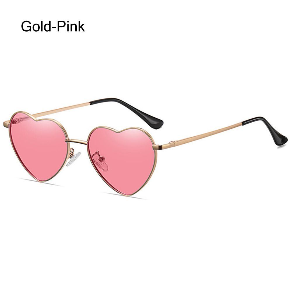 Metall Rahmen Frauen Herz Sonnenbrille Polarisierte Sonnenbrille modisch Herz-geformt Gläser Jahrgang UV400 Brillen: Gold-Rosa
