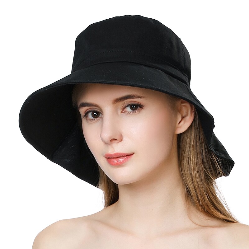 Fancet zomer lente strand dames zonnehoed femme opvouwbare uv-pet katoenen kinkoord brede rand ademend opvouwbaar voor dames 1005