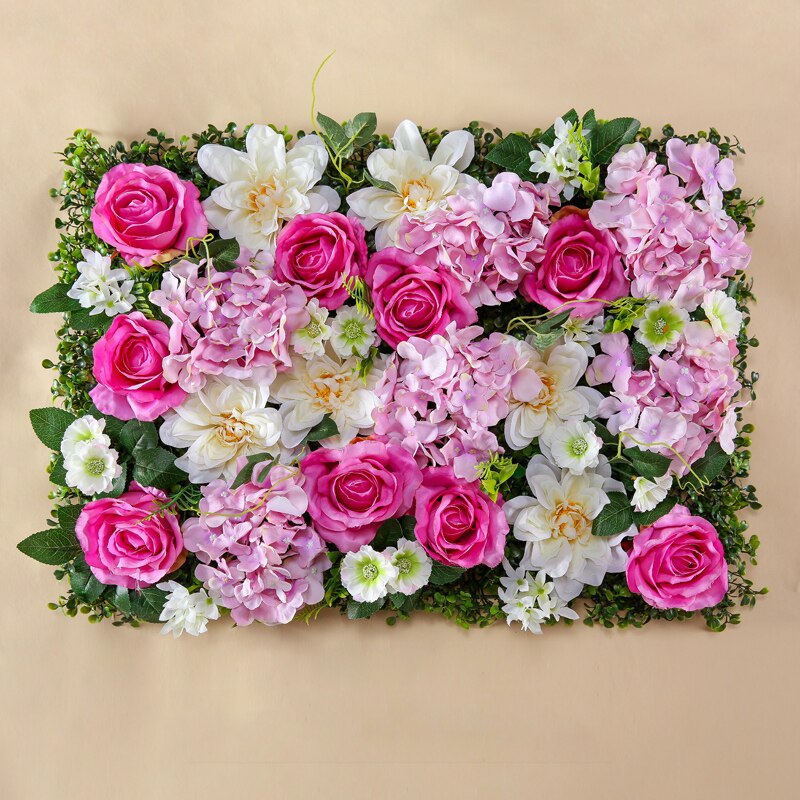 yumai 40*60 cm Roses Petal Artificial Flower Block Wedding Backdrop Wall Hanging Decoration Peony Head Tile Rose Flowers Panel: 17