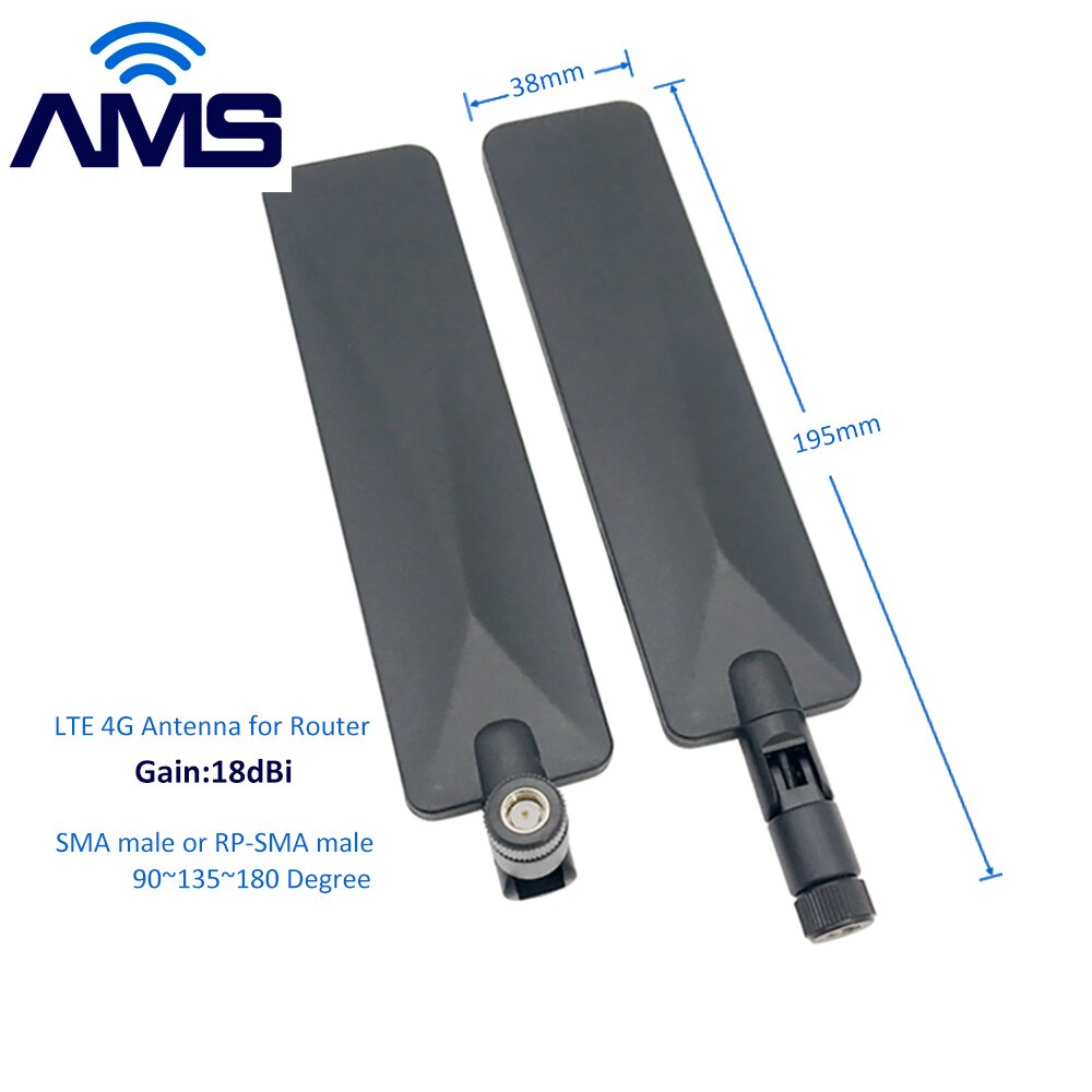 AMS – antenne de canard externe Lte 4G pliable SMA mâle en caoutchouc, omni sans fil 2.4g wifi, 18dbi, en usine