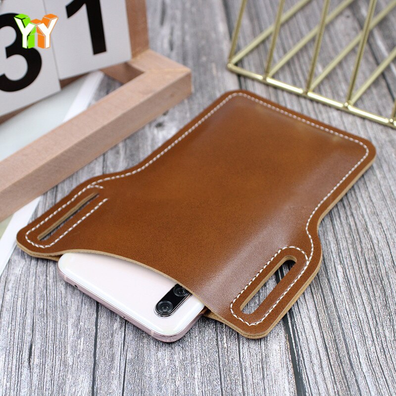 Bolsa de cintura para hombre Accesorios de cuero bolsa teléfono cartera teléfono móvil bucle funda con cubierta cinturón