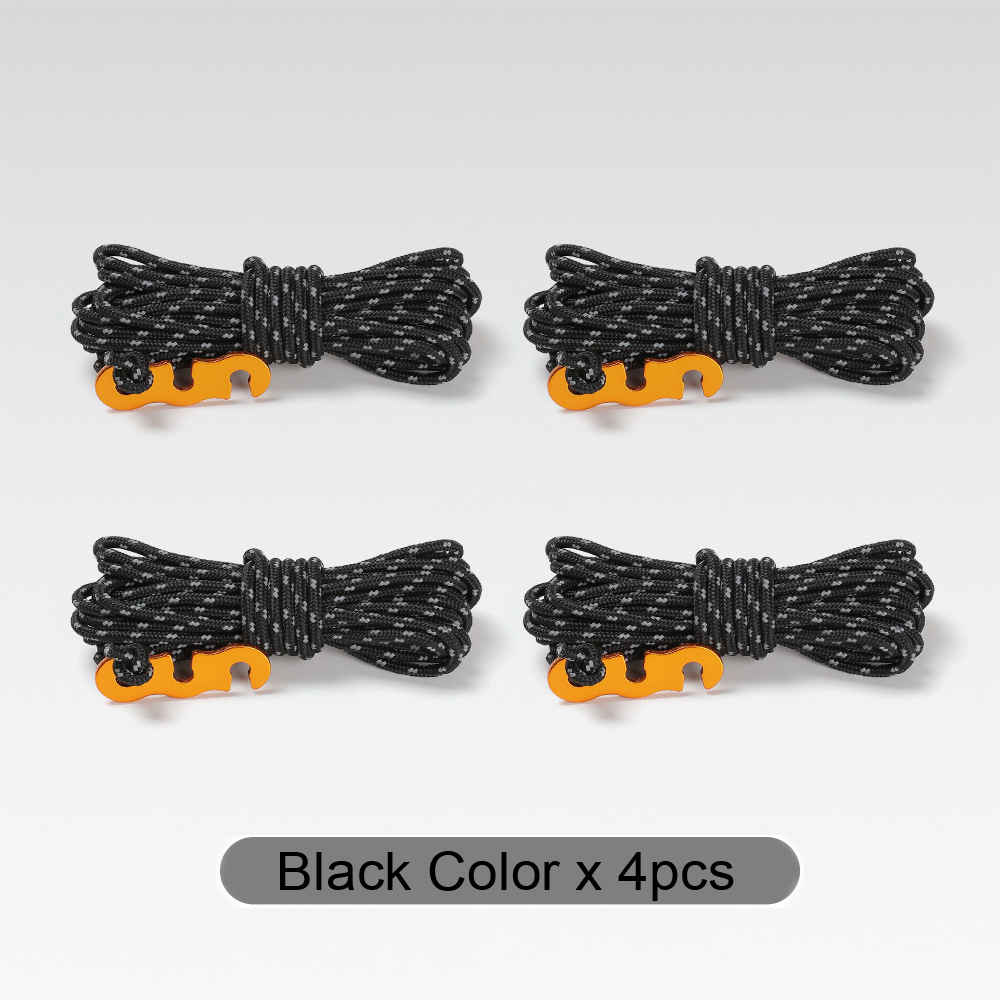 Cordes de tente réfléchissantes pour l'extérieur, 4 pièces, corde de Camping avec ajusteur de lignes en aluminium, pochette de tendeur pour auvent de bâche de tente: Orange