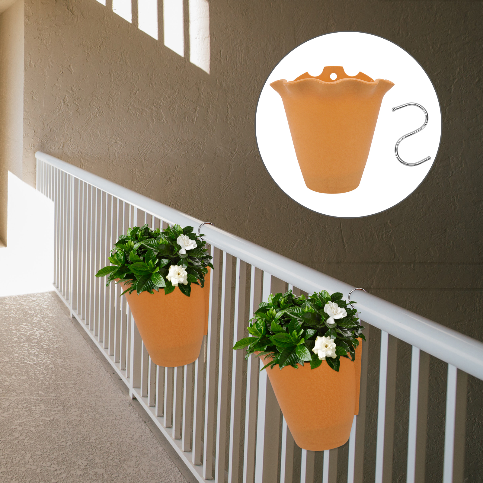 Hanging Flower Pot Wall Mounted Planter Garden Durable Safe Material Plastic Modern Space Saving Balcony