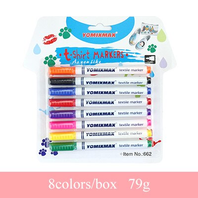 YOMIXMAX DIY Textil Gemalt Marker Stift 8/12 Farben Gekritzel Hand Malerei Pinsel T-Shirt/Kleidung/Tasche/Schuh Färbung färben Graffiti: Nein.662-8Farben