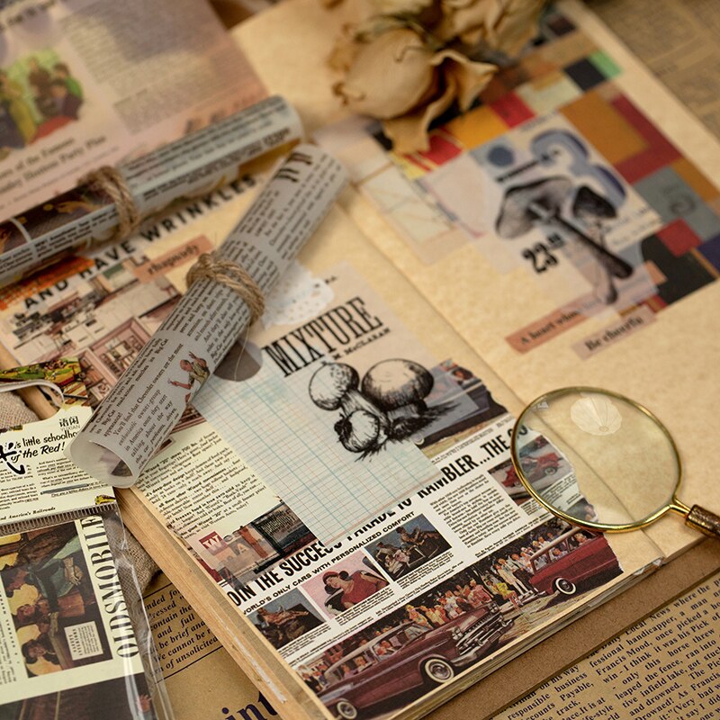 Material de periódico Vintage, papel, organizador de diario, álbumes de recortes, papel de fondo decorativo DIY para manualidades
