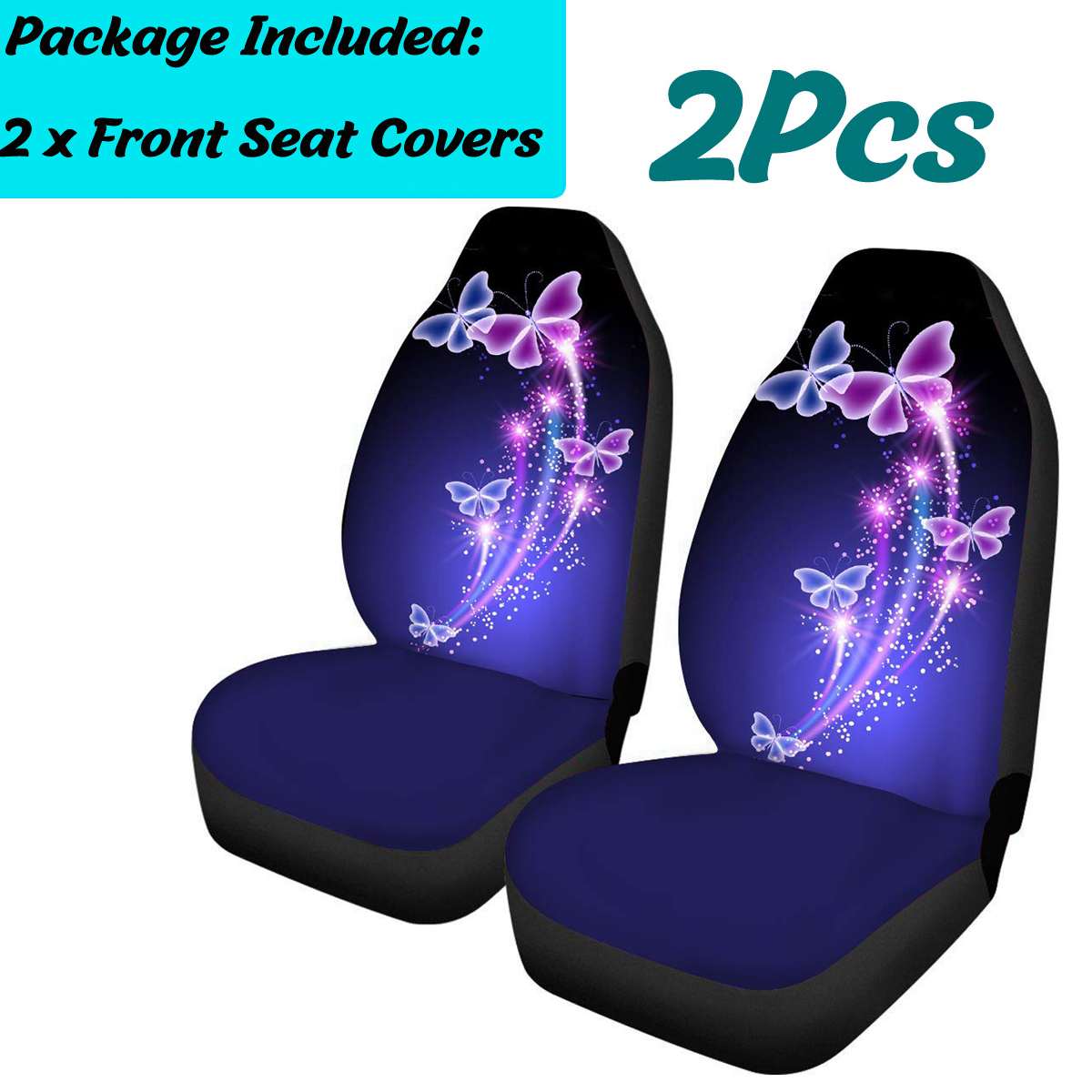 2/7Pcs Full Set Car Seat Covers Universal Butterfly Print Waterproof Seat Cushion Protector Set Van Auto Interior Accessories: 2pcs