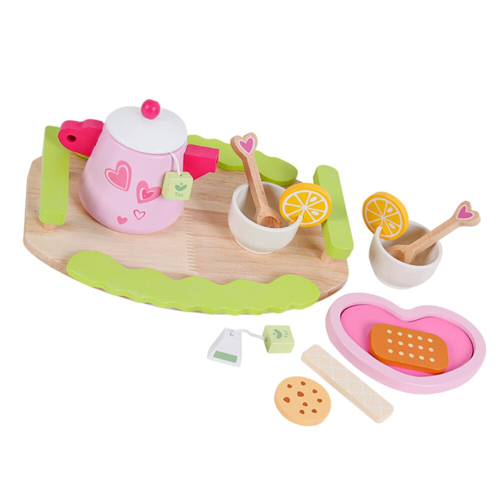 1 impostato Giocattolo Gioco di Ruolo Di Tè di Legno Utensili Da Cucina Piatto di Servizio Gioco di Ruolo Puntelli Giocattolo Educativo per il bambino: Default Title
