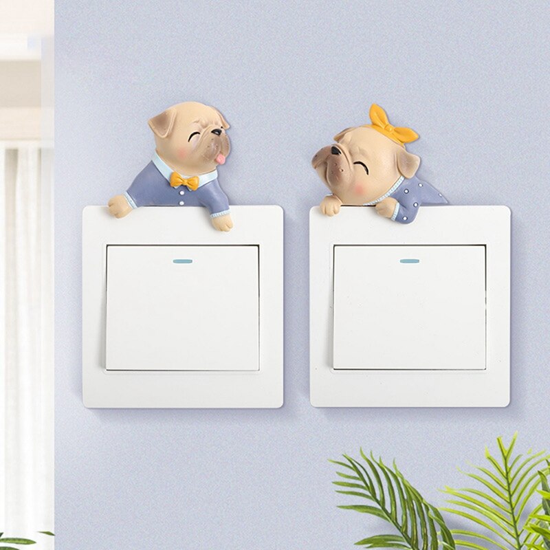 Cubierta de interruptor Bago para decoración de la habitación, pegatina de interruptor luminoso de resina 3D con dibujos de animales, para pared