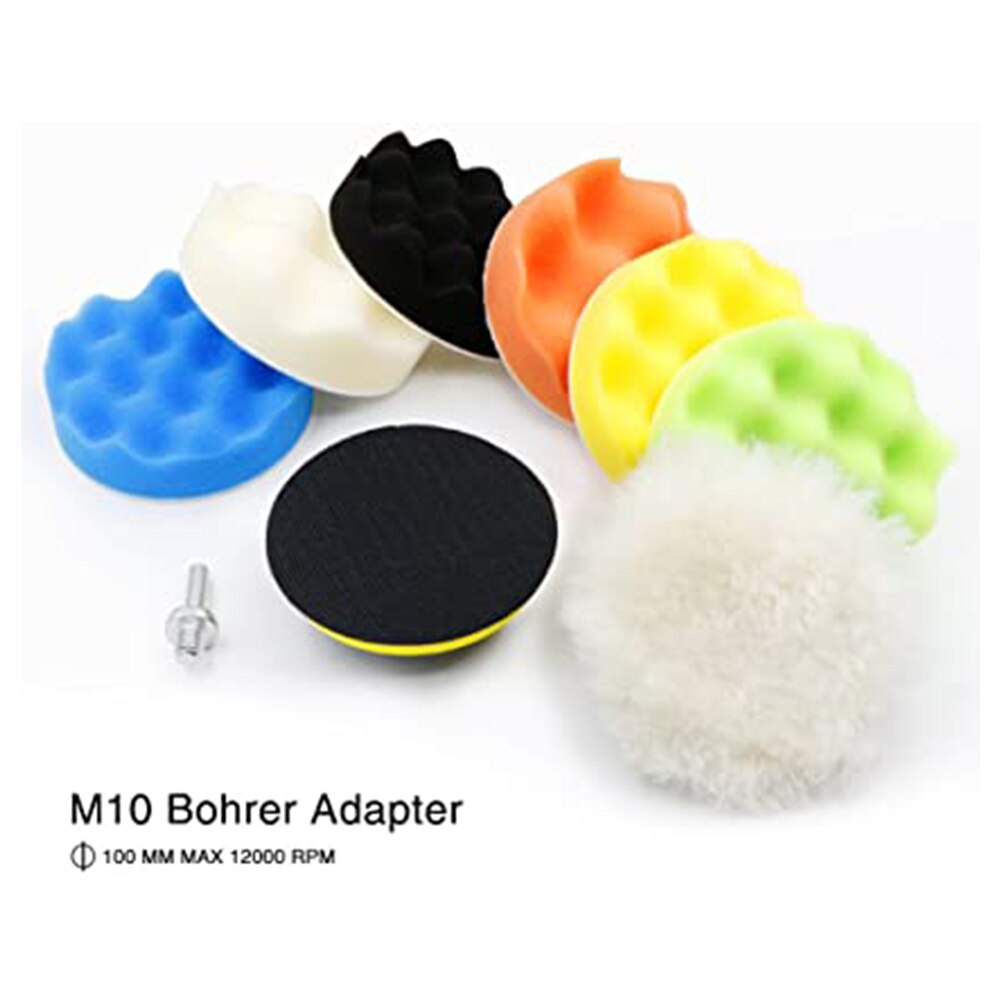 8x Polishing Sponge Wheel Buffing Pad Set for Glass/Car Polisher with M10 Drill Adapter Pad Diameter 5/6 Inch for Electric Drill