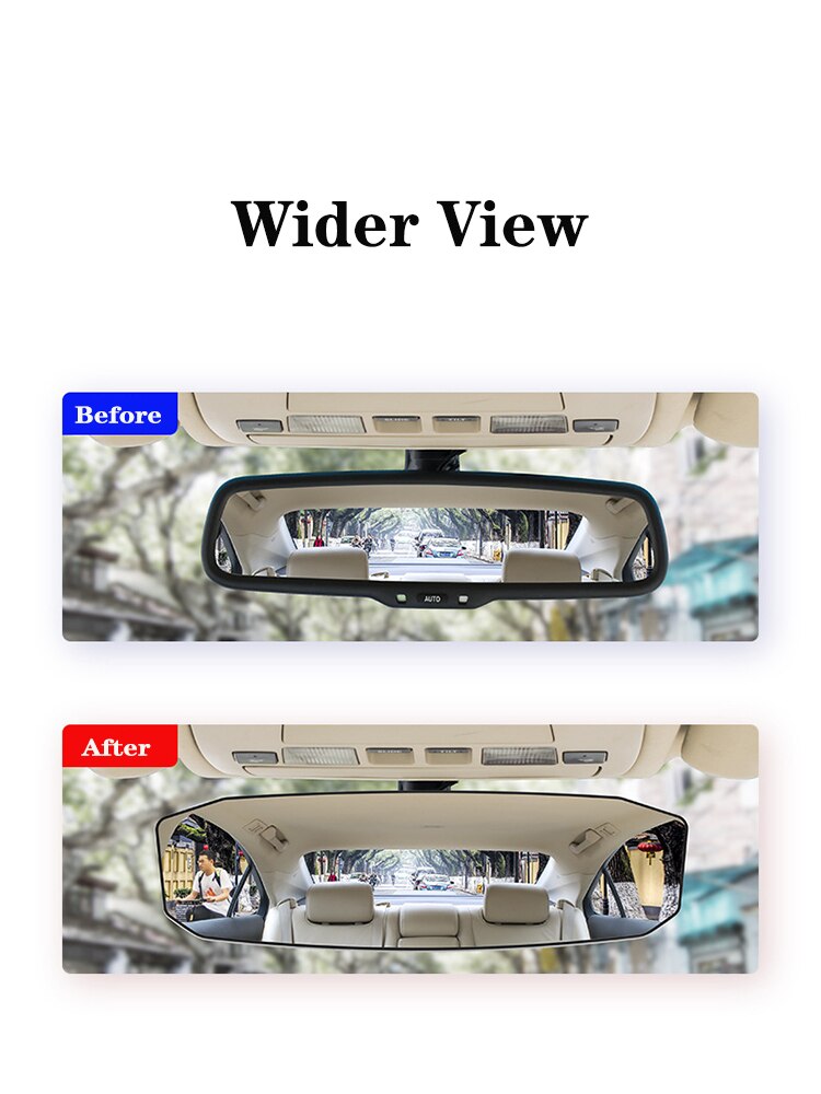 Rear View Mirror Wide Angle Car Rearview Mirror Panoramic Interior Clip On Universal Convex Curve Rear View Mirror No Blind Spot