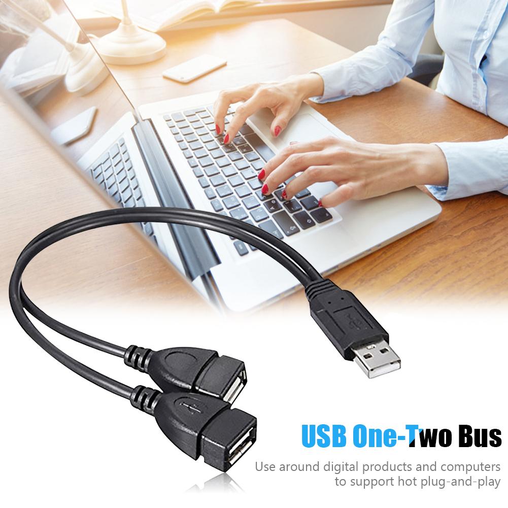 30Cm USB2.0 Male Naar Dual Usb Vrouwelijke Usb Opladen Power Kabel Verlengsnoer