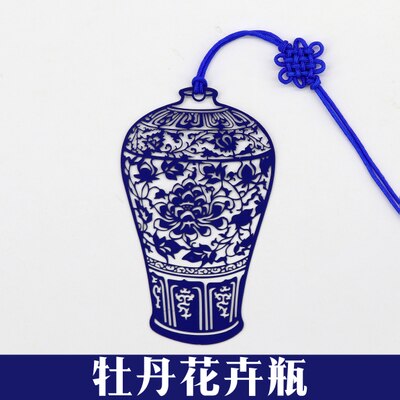 Metalen blauw en wit porselein chinese klassieke stijl paperclips grappige kawaii bladwijzer briefpapier markeerclip kinderen: D