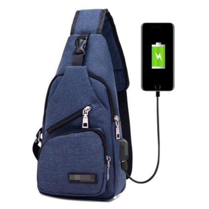 Heren canvas slingpack borst schouder crossbody tas biker satchel heren aktetassen hott uitverkoop: Donkerblauw