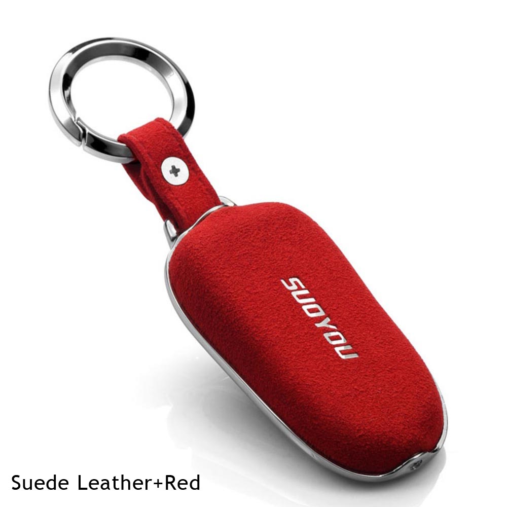 Auto Styling Auto Suede Leer Key Cover Wallet Case Shell Ketting 3 Knoppen Sleutel Houder Protector Accessoires Voor Tesla Model X: Option 3