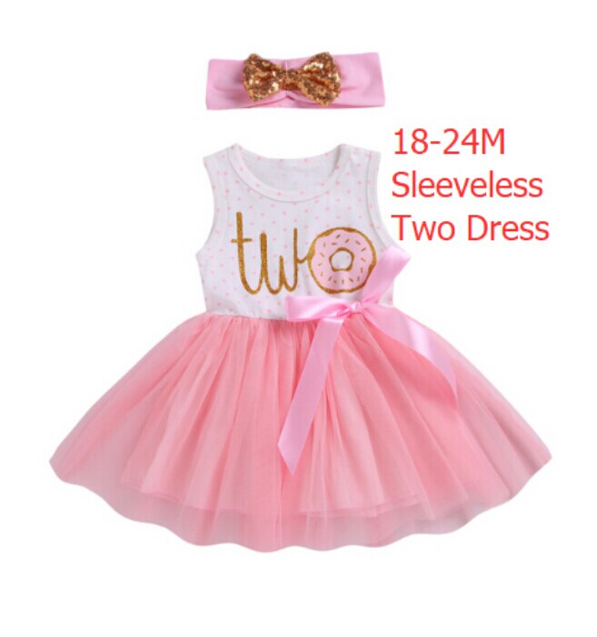 1st 2nd 3rd Third Birthday Donut Polka Dot Dress Girls Toddler Outfits Tutu Dresses Princess Party Dress