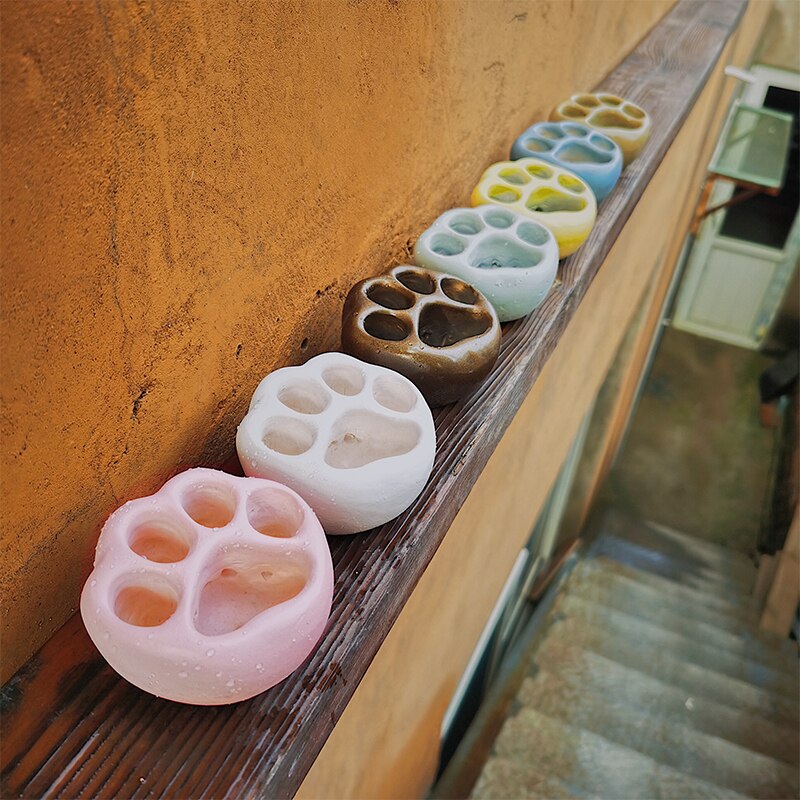 Lovely Multicolor Cat Paw Cement Flower Pot Mini Succulent Plant Container Desktop Home Ornament Garden Planter Small
