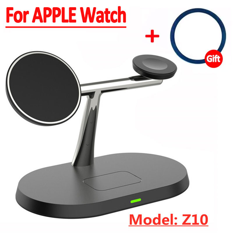 Suporte de carregador magnético sem fio, estação de carregamento rápido para iPhone 15, 14, 13, 12 Pro Max, Apple Watch 8, 7, Airpods Pro, 3 em 1, 30W: Verde