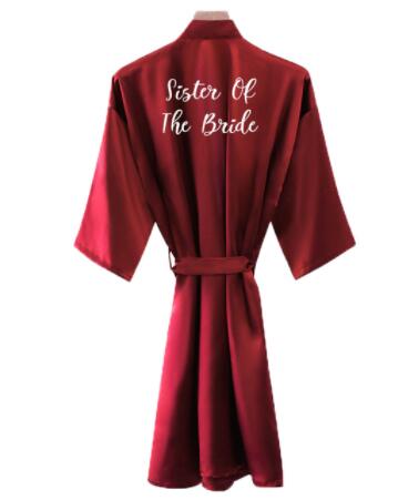 Bride Robe Women Burgundy Robe Satin Silk Robes Wedding Bridal Bridesmaid Robes Bathrobe Sleepwear Silk Dress: XL / Gold
