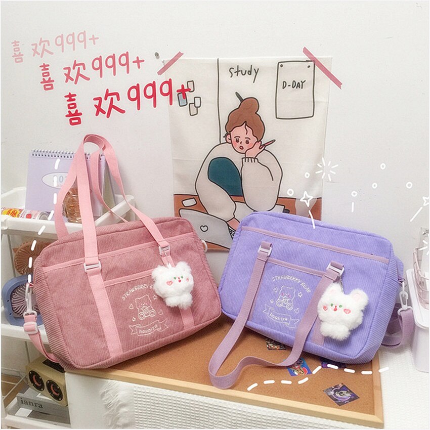 Frauen Cord Schulter Taschen Schule Mädchen Jk Schul Handtaschen Casual Frauen Tote Crossbody Einkaufstasche Für Damen