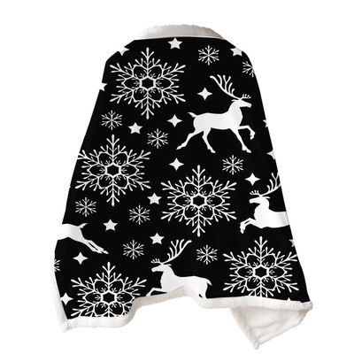 Christmas Printed Women Poncho Double Blanket Cloak Lazy Blanket Multifunction Magic Throw Blanket Air Condirioning Thick Shawl: 7