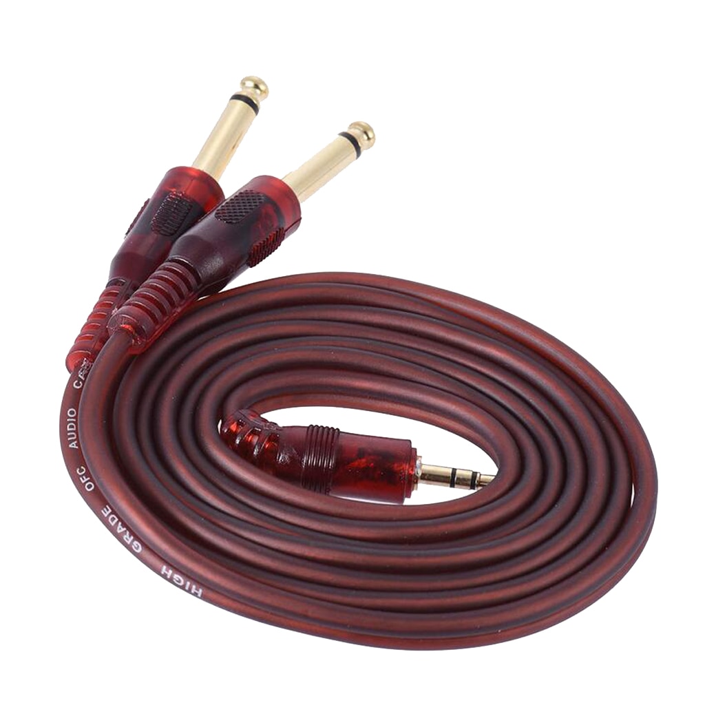Guitar Cable 3.5mm to Two 6.35mm Plug Instrument Cable for Electric Guitar